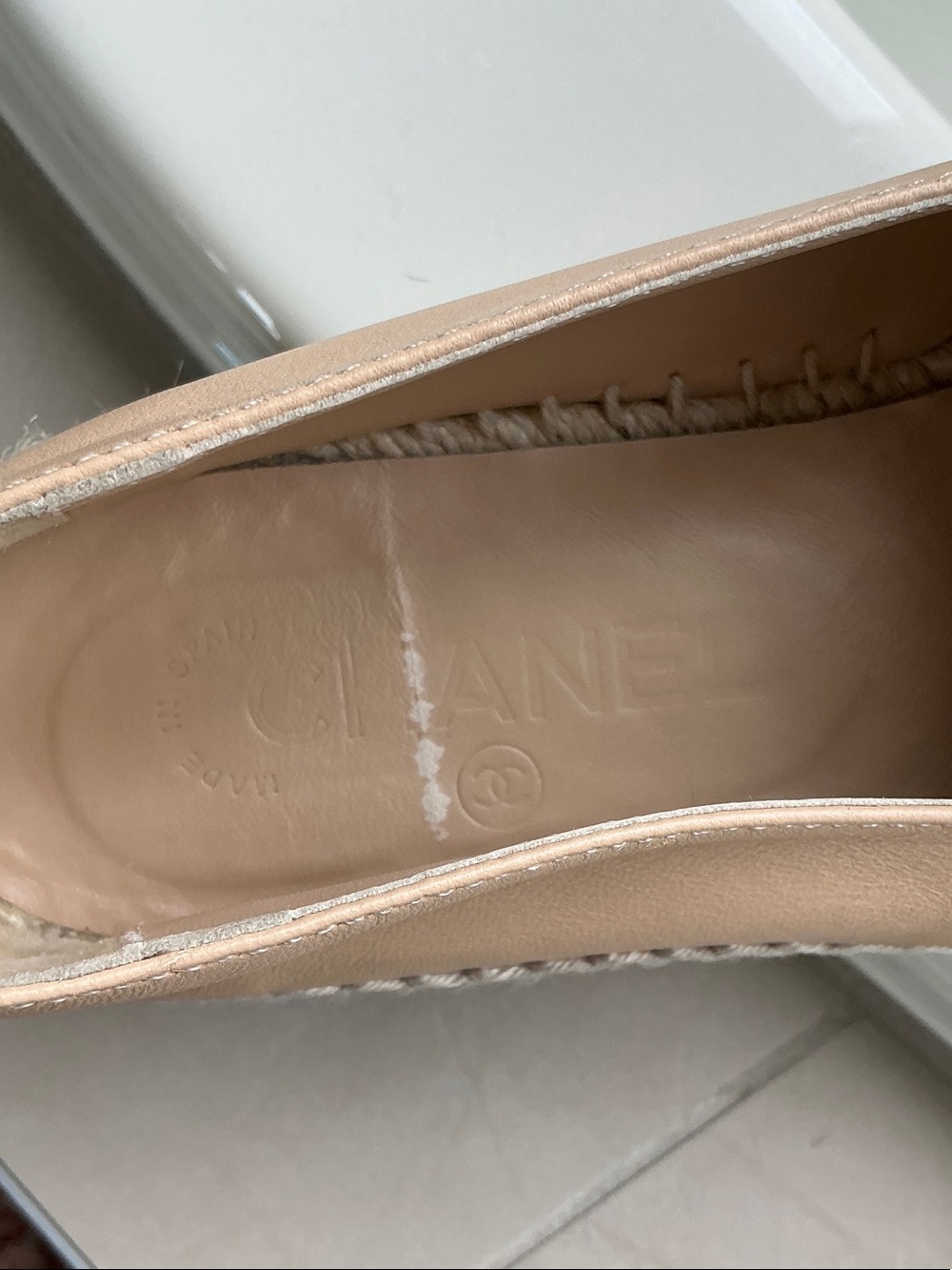 CHANEL Beige and Black Lambskin Leather Espadrilles - Picture 5 of 9